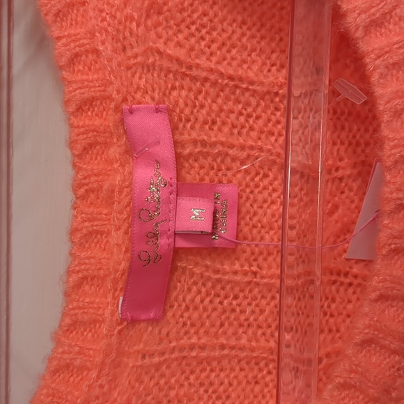 Lilly Pulitzer Dario Rhinestone Embellished Coral Scoop Neck Cable Knit Sweater - Picture 2 of 13